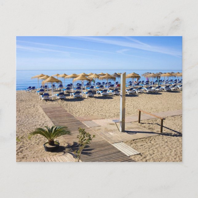 Postal Playa de Marbella en la Costa del Sol (Anverso)