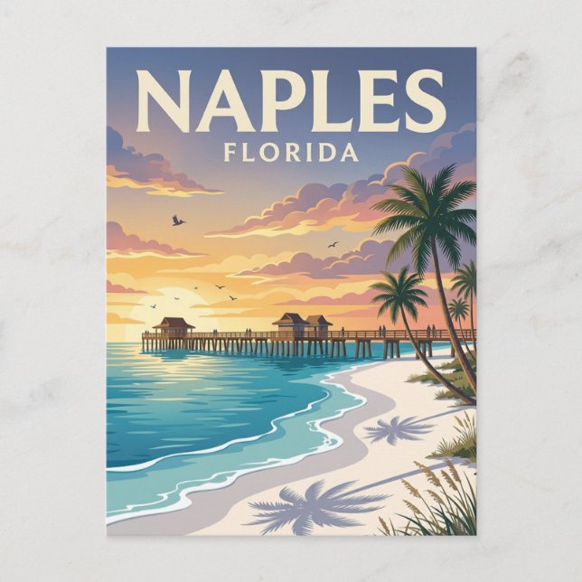 Postal Playa de Nápoles Florida (Anverso)