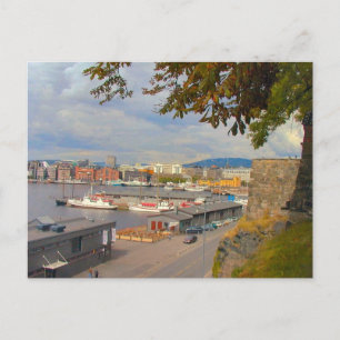 Postal Playa de Oslo y puerto deportivo