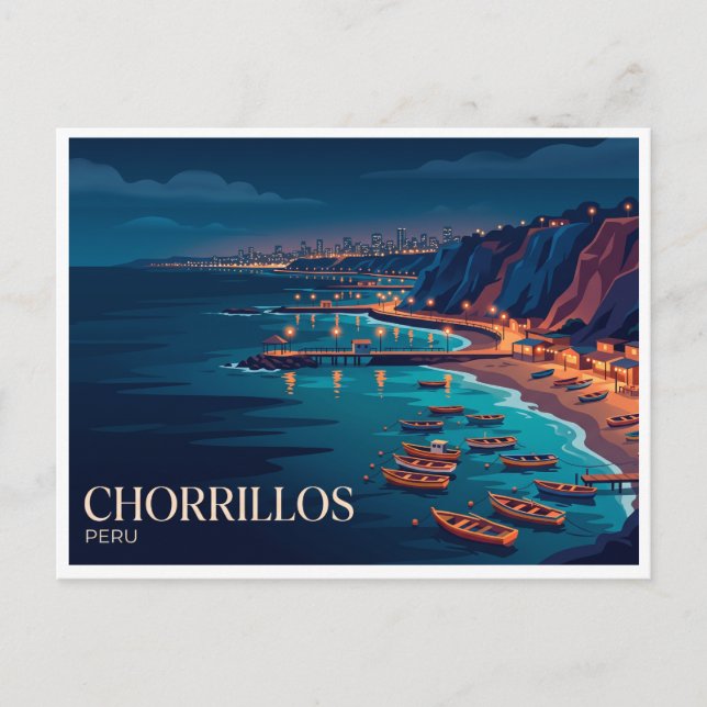 Postal Playa de Pescadores de Chorrillos Lima Perú (Anverso)