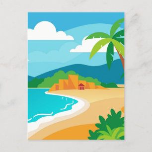 Postal Playa de Puerto Rico Minimalista