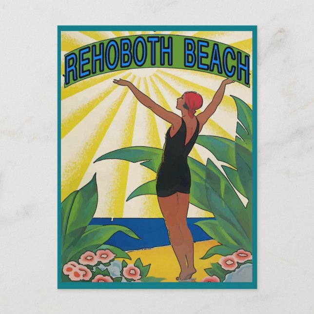Postal Playa de Rehoboth Vintage (Anverso)
