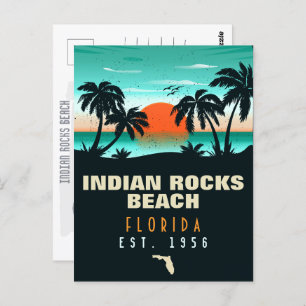 Postal Playa de Rocas Indias Florida Souvenirs Retro Suns