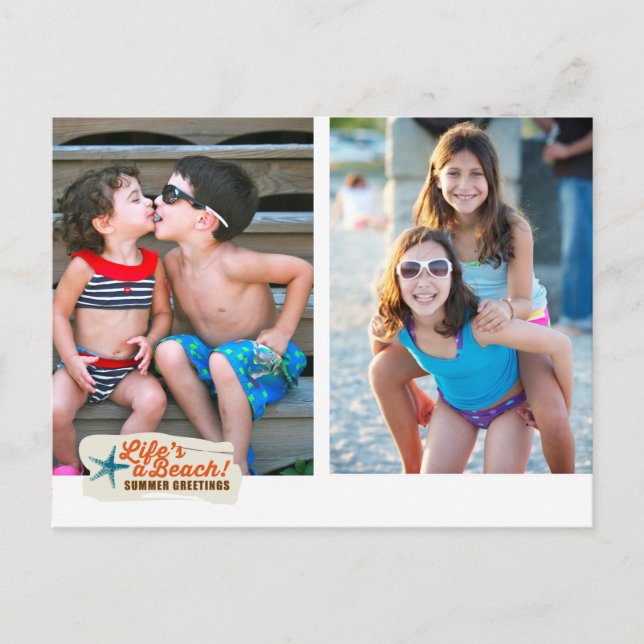 Postal Playa de saludos de verano (Anverso)