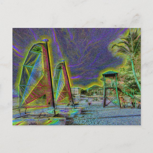 Postal Playa de Santa Lucía Arte Neón (Anverso)