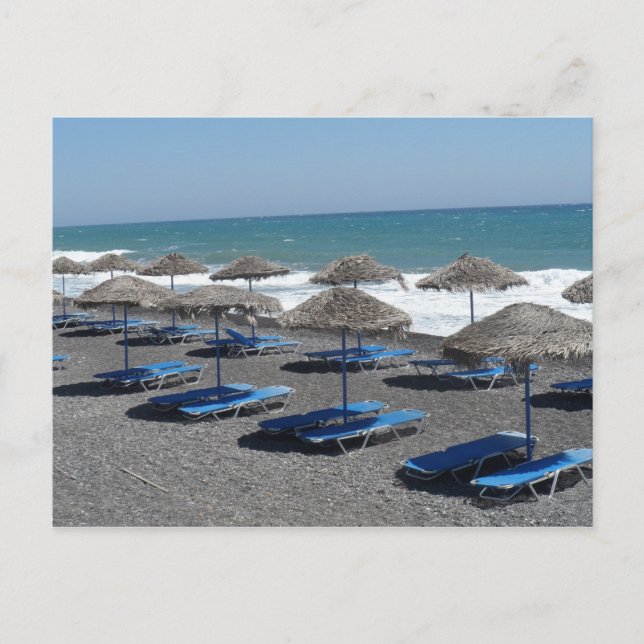 Postal Playa de Santorini, Grecia (Anverso)