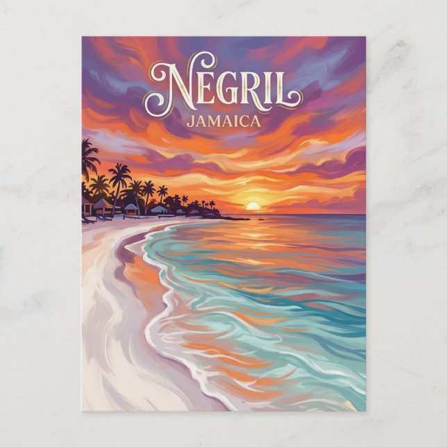 Postal Playa de siete millas Jamaica (Anverso)