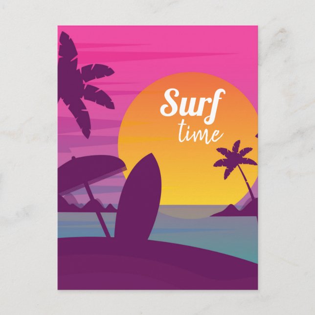 Postal Playa de surf morada (Anverso)