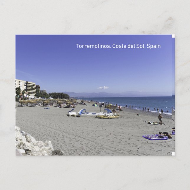 Postal Playa de Torremolinos, Costa del Sol, España (Anverso)