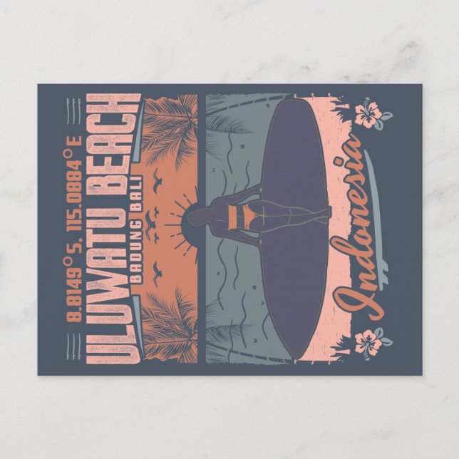 POSTAL PLAYA DE ULUWATU - CHICA DE LA QUEMA - BALI INDONE (Anverso)