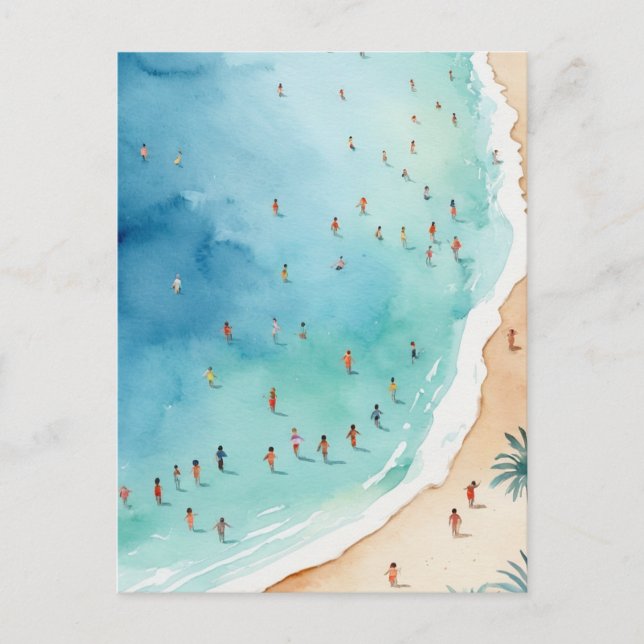 Postal Playa de veraneo de moda Watercolor Ocean (Anverso)