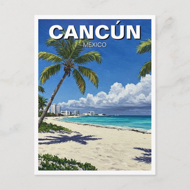 Postal Playa de viajes de Cancún México (Anverso)