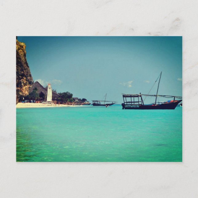 Postal Playa de Zanzíbar, África (Anverso)