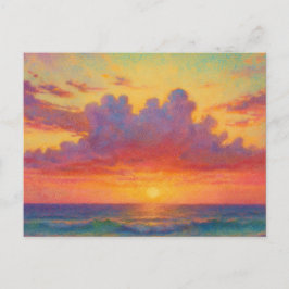 Postal Playa del Atardecer Pastel - Paisaje Marino de Est