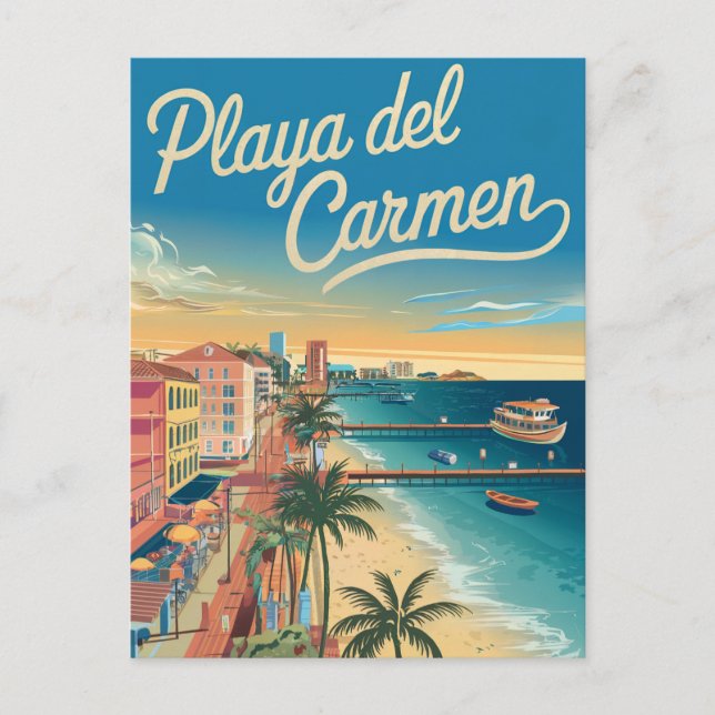 Postal Playa del Carmen México Vintage (Anverso)