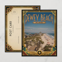 Playa Dewey Delaware Arte Deco Vintage Edad Dorada
