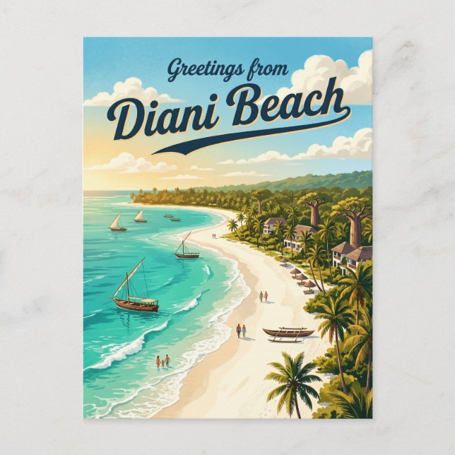 Postal Playa Diani Kenia (Anverso)