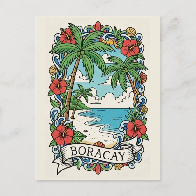 Postal Playa en Boracay Filipinas  (Anverso)