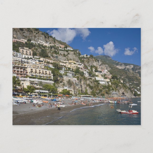 Postal Playa en Positano, Campania, Italia (Anverso)