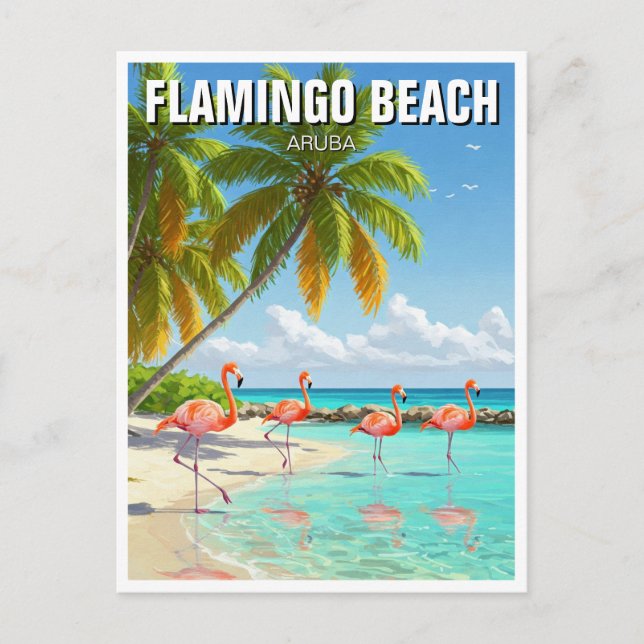 Postal Playa Flamingo en Aruba Travel (Anverso)