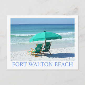 Postal PLAYA FORT WALTON, FL - Tumbonas verdes