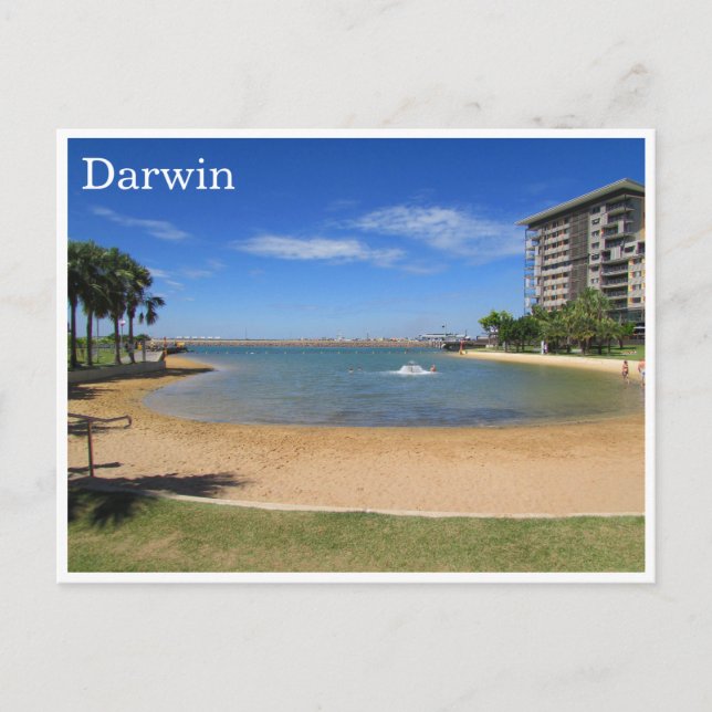Postal playa frente al mar de darwin (Anverso)