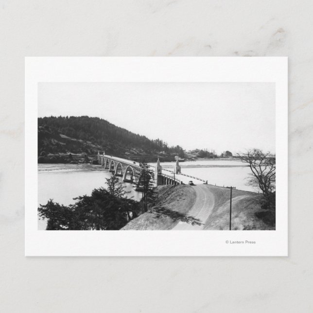 Postal Playa Gold, puente de Oregon sobre río Rogue (Anverso)