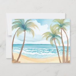 Postal Playa Hawaiana | Acuarela Tropical de Palma