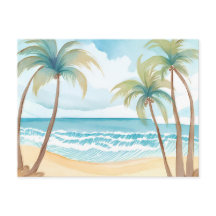 Playa Hawaiana | Acuarela Tropical de Palma
