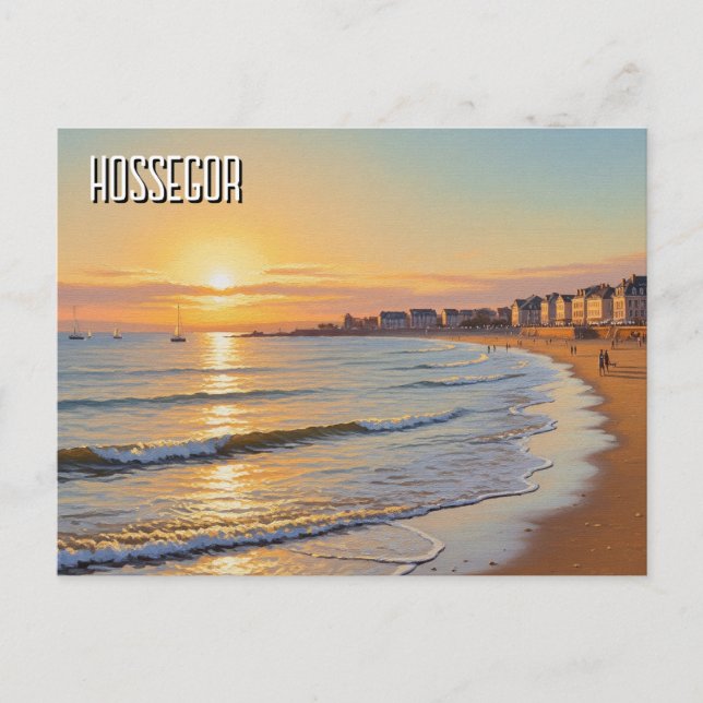 Postal Playa Hossegor France Sunset (Anverso)