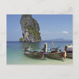 Postal playa isla de Poda Tailandia botes de larga cola p