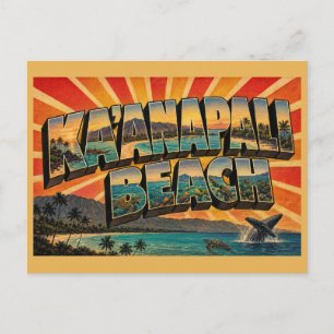 Postal Playa Kaanapali Hawaii Arte de arrecife de coral d