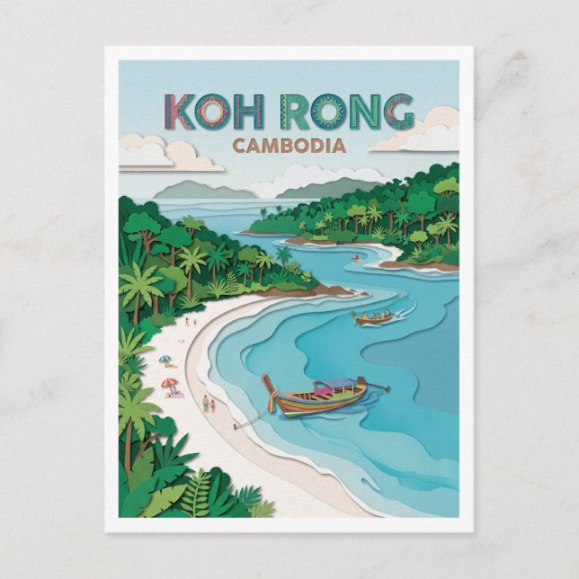 Postal Playa Koh Rong Long Set Camboya (Anverso)