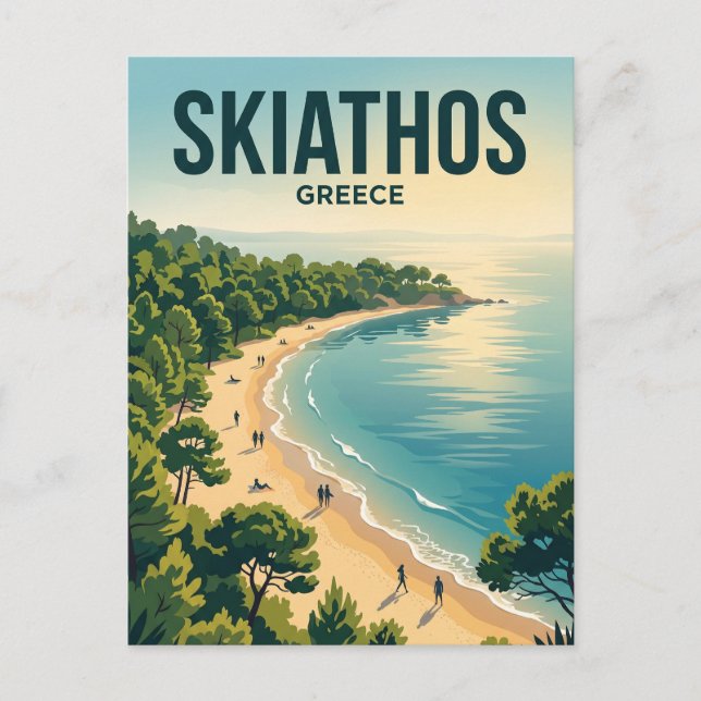 Postal Playa Koukounaries Grecia (Anverso)