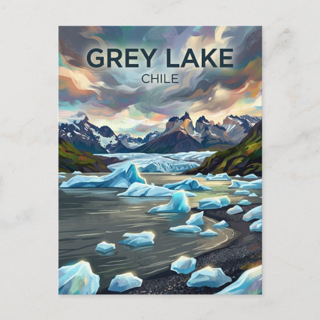 Postal Playa Lago Grey Chile (Anverso)