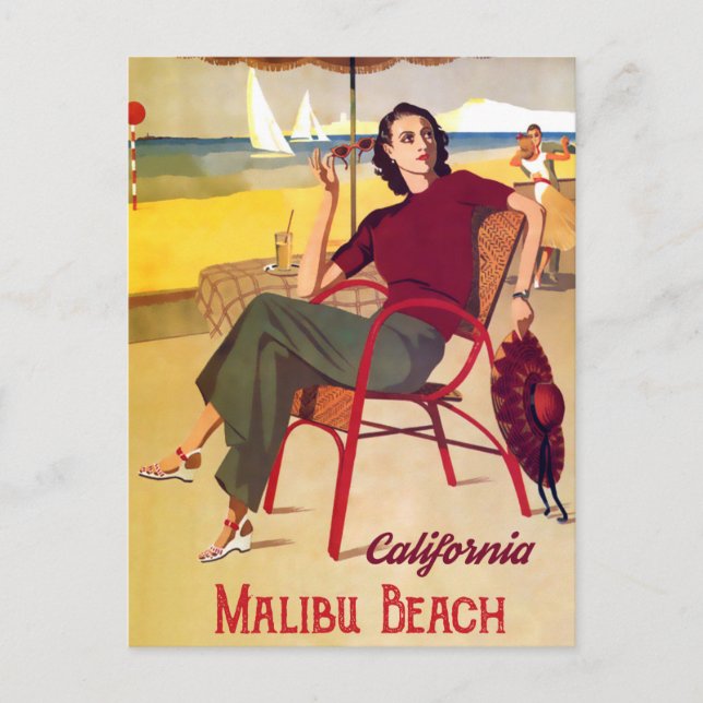 Postal Playa Malibu (Anverso)