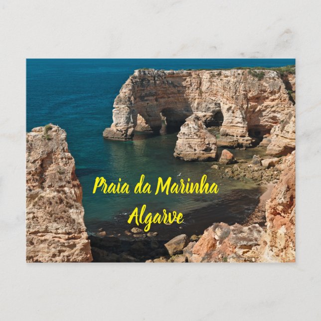 Postal Playa Marinha en Lagoa, Algarve. Portugal (Anverso)