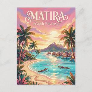 Postal Playa Matira Polinesia Francesa