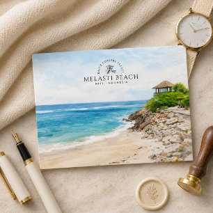 Postal Playa Melasti Bali, Indonesia, Recuerdo de Acuarel