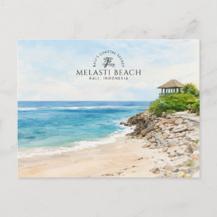 Postal Playa Melasti Bali, Indonesia, Recuerdo de Acuarel