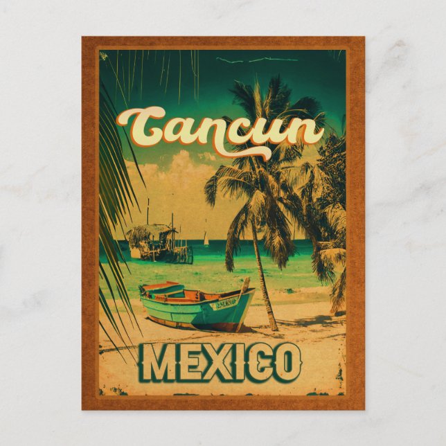 Postal Playa Mexicana Cancun Palm Tree Retro 80 (Anverso)
