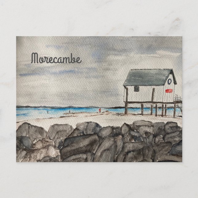 Postal Playa Morecambe Hut Lancashire (Anverso)