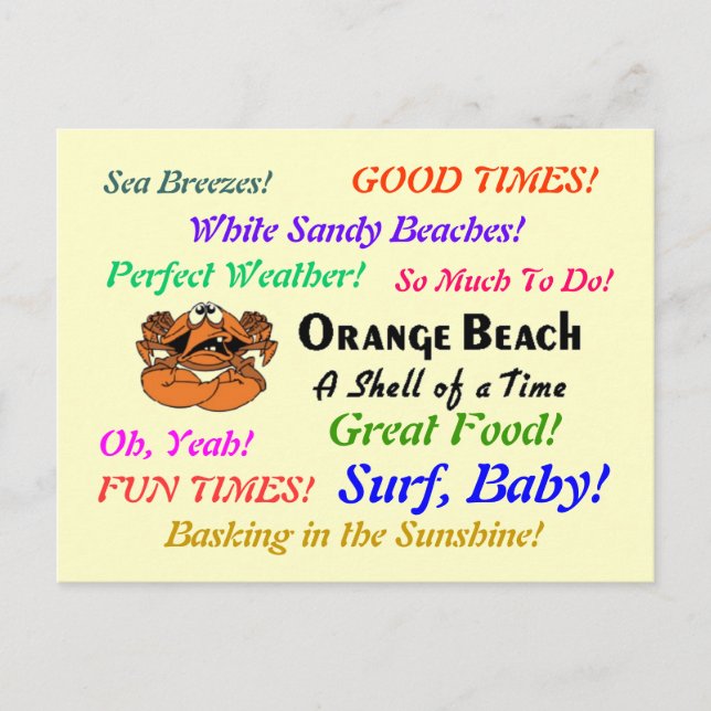 Postal Playa naranja Alabama (Anverso)