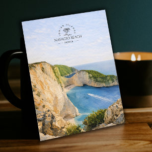 Postal Playa Navagio, Islas Jónicas Grecia Acuarela