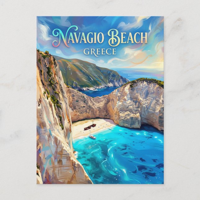 Postal Playa Navagio (Naufragio) Grecia (Anverso)