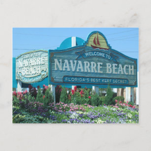 Postal Playa Navarre, Florida, signo de bienvenida