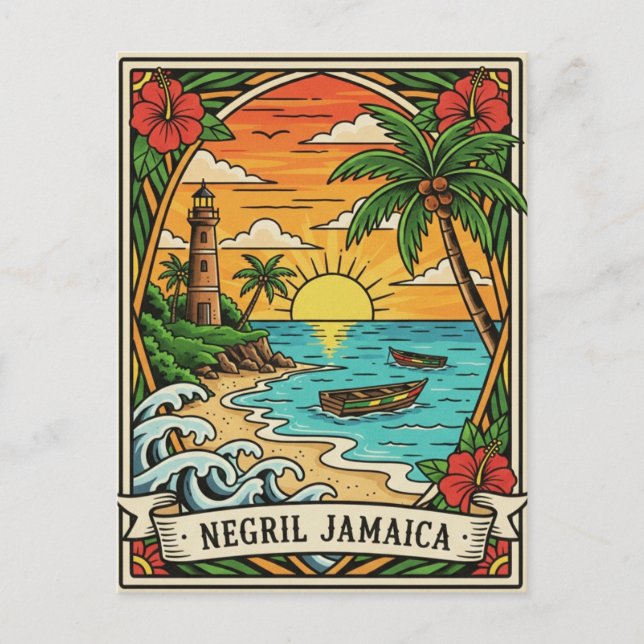 Postal Playa Negril Jamaica (Anverso)