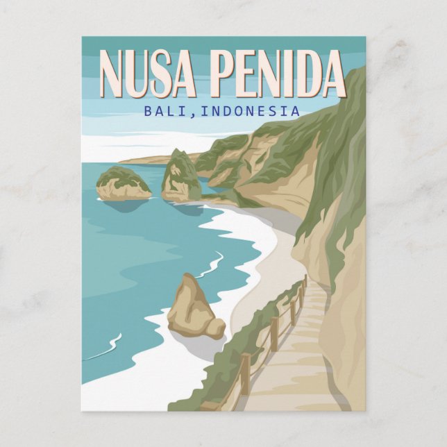 Postal Playa Nusa Penida Bali Indonesia Vintage (Anverso)