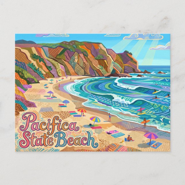 Postal Playa Pacifica California (Anverso)