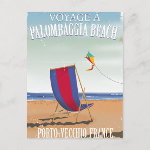 Postal Playa Palombaggia, afiche de viajes en Francia